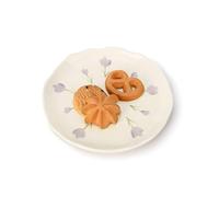 Koythin Ceramic Dessert Plates, Cute Fruits Dinner Plate, Printed Flowers Dinnerware for Office and Home, Kitchen Plates for Desserts (Purple Tulip)