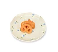 Koythin Ceramic Dessert Plates, Cute Fruits Dinner Plate, Printed Flowers Dinnerware for Office and Home, Kitchen Plates for Desserts (Blue Flowers)