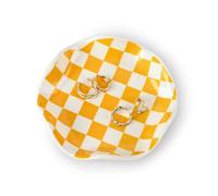 Koythin Ceramic Jewelry Tray, Checkered Pattern Aesthetic Decorative Trinket Dish for Rings, Earrings Necklaces Bracelet Watch Holder, Small Key Bowl, Birthday Mother's Day for Women (Orange)