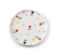 Koythin Floral Ceramic Dinner Plates, 8" Microwave Safe Dishes for Pasta, Modern Rustic Appetizer Plate for Salad Fruits Dessert Cake (White Floral Fragments)