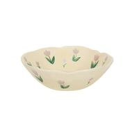 Koythin Salad Bowls, Cute Purple Tulip Flower Ceramic Bowls, Cream Yellow Serving Bowl for Pasta, Cereal, Fruit, Soup, Rice, Dishwasher and Microwave Safe (Purple Tulip Set of 1)