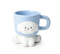 Koythin Sitting Little Dog Cup, Cute Funny Mug For Women, Ceramic Coffee Tea Cups for Holiday and Birthday Gift (Blue)