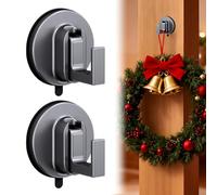 KoyunWong 2PCS Suction Cup Hooks for Shower, Upgraded Suction Cup Hooks for Front Door Wreaths, Strong Hold No Drill for Bathroom, Hook for Christmas Wreath Decor Thanksgiving