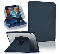 Koze 360° Rotating Case for iPad Air 11-inch M4 (2026)/M3 (2025)/M2 (2024) & iPad Air 10.9 inch 5th/4th Gen with Pencil Holder, Swiveling Crystal Clear Protective Back Cover Stand, Dark Blue
