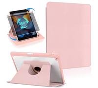 Koze Rotating Case for iPad 10.2 inch iPad 9th 8th 7th Generation 2021 2020 2019 with Pencil Holder, 360 Rotate Multi-Angle Viewing Protective Cover, Clear Transparent hard Back Shell (Rose Gold)