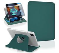 Koze Rotating Case for iPad Pro 11 Inch 2022/2021/2020/2018 4th /3rd /2nd /1st Gen with Pencil Holder, 360 Rotate Swiveling Stand Protective Cover, Clear Transparent Hard Back Shell Night Green