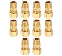 Kozelo 10 Pack 3/8" OD Compression x 1/4" NPT Male Union Coupling Connector | Brass Compression Tube Pipe Fitting, Straight Coupler Adapter Pipe Fitting W/ Double Ferrules for Air, Water, Oil