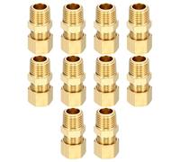 Kozelo 10 Pack 5/16" OD Compression x 1/4"NPT Male Union Coupling Connector | Brass Compression Tube Pipe Fitting, Straight Coupler Adapter Pipe Fitting W/ Double Ferrules for Air, Water, Oil