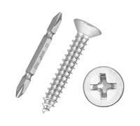 Kozelo 101pcs Phillips Wood Screws W/Screwdriver Bit #8x1" 304 SS Silver