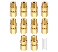 Kozelo 10Pack Brass Compression Tube Pipe Fitting Union Connector w/Double | 3/16" OD Compression x 1/8" NPT Male, Straight Coupling Adapter Pipe Fitting, Ferrules Tape