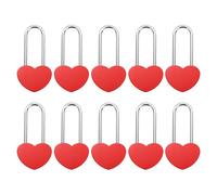 Kozelo 10Pcs 4" (100mm) Love Heart Lock, Alloy Steel Single Heart Shaped Wish Padlock Keyless for Lovers Wedding Valentines Anniversary Travel Love Bridge, Red