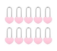 Kozelo 10Pcs 4" (100mm) Love Heart Lock, Alloy Steel Single Heart Shaped Wish Padlock Keyless for Lovers Wedding Valentines Anniversary Travel Love Bridge, Pink