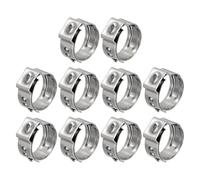 Kozelo 10Pcs Stainless Steel Single Ear Hose Clamps, Adjustable 10.8-13.3mm Heavy Duty Crimp Hose Clamp Assortment Kit, Metal Ear Cinch Rings Crimp Pinch Fitting for Automotive, Tubing