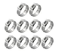 Kozelo 10Pcs Stainless Steel Single Ear Hose Clamps, Adjustable 15.3-18.5mm Heavy Duty Crimp Hose Clamp Assortment Kit, Metal Ear Cinch Rings Crimp Pinch Fitting for Automotive, Tubing