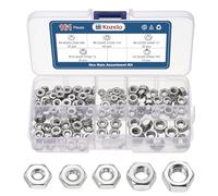 Kozelo 161pcs Hex Nuts Assortment Kit 304SS Hardware Nut Set Silver