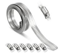 Kozelo 1Pcs Stainless Steel Band Hose Clamp, DIY 8.5 ft Metal Strap + 6 Heavy Duty Fasteners Adjustable Worm Gear Hose Clamps Assortment Kit, Metal Strapping for Radiator, Dryer, Fuel