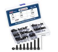 Kozelo 200pcs M4 Socket Head Cap Screws Bolt Nut Assortment Kit - [M4x6/8/10/12/16/20/25mm] Alloy Steel Fully Threaded Black Oxide 12.9 Internal Hex Screw for 3D Printer Use, with Wrench