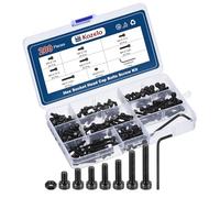 Kozelo 200pcs M4 Socket Head Cap Screws Bolts Nut Assortment Kit - [M4x6/8/10/12/16/20/25mm] Alloy Steel Fully Threaded Black Oxide 12.9 Internal Hex Screw for 3D Printer Use, with Wrench