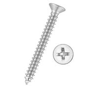 Kozelo 200pcs Phillips Flat Head Wood Screws - [#4x1"] 304 Stainless Steel Countersunk Self Tapping Screws for Furniture Assembly, Interior Trim, Outdoor Construction, Silver