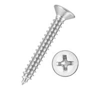 Kozelo 200pcs Phillips Flat Head Wood Screws - [#6x1"] 304 Stainless Steel Countersunk Self Tapping Screws for Furniture Assembly, Interior Trim, Outdoor Construction, Silver