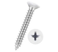 Kozelo 200pcs Phillips Flat Head Wood Screws - [#6x1"] 304 Stainless Steel Countersunk Self Tapping Screws for Furniture Assembly, Interior Trim, Outdoor Construction, White Head