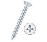 Kozelo 200pcs Phillips Flat Head Wood Screws - [#8x1-1/2"] Carbon Steel Countersunk Self Tapping Screws for Furniture Assembly, Interior Trim, Outdoor Construction, Bluish-white