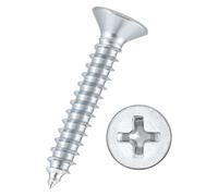 Kozelo 200pcs Phillips Flat Head Wood Screws - [#8x1"] Carbon Steel Countersunk Self Tapping Screws for Furniture Assembly, Interior Trim, Outdoor Construction, Bluish-white