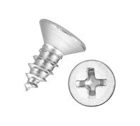 Kozelo 200pcs Phillips Flat Head Wood Screws - [#8x3/8"] 304 Stainless Steel Countersunk Self Tapping Screws for Furniture Assembly, Interior Trim, Outdoor Construction, Silver