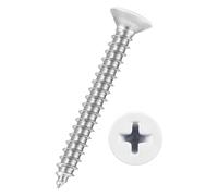 Kozelo 200pcs Phillips Flat Head Wood Screws - [ST3.5x30mm] 304 Stainless Steel Countersunk Self Tapping Screws for Furniture Assembly, Interior Trim, Outdoor Construction, White Head