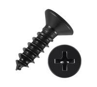 Kozelo 200pcs Phillips Flat Head Wood Screws - [ST3x10mm] Carbon Steel Countersunk Self Tapping Screws for Furniture Assembly, Interior Trim, Outdoor Construction, Black