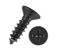 Kozelo 200pcs Phillips Flat Head Wood Screws - [ST3x8mm] Carbon Steel Countersunk Self Tapping Screws for Furniture Assembly, Interior Trim, Outdoor Construction, Black