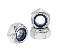 Kozelo 25Pcs M10-1.5 Nylon Locking Hex Nuts 304 StainlessSteel Silver