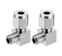 Kozelo 2Pack 90°Elbow 6mm OD Compression x 1/8" NPT Male Union Connector | 304 Stainless Steel Compression Tube Pipe Fittings, Right Angle Elbow Adapter with Ferrules for Air, Water
