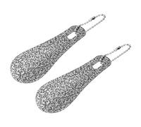 Kozelo 2Pcs Metal Shoe Horn 3.9" Portable Shoe Horn with Chain Silver Black | Mini Stainless Steel Travel Shoehorn, Smooth Rounded Curve, for Men Women Elderly Travel Home Office Sneakers