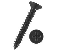 Kozelo 300pcs Phillips Flat Head Wood Screws - [#6x1"] Carbon Steel Countersunk Self Tapping Screws for Furniture Assembly, Interior Trim, Outdoor Construction, Black