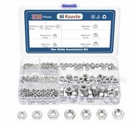 Kozelo 320pcs Hex Nuts Mixed Size Kit - [M2-0.4 M2.5-0.45 M3-0.5 M4-0.7 M5-0.8 M6-1 M8-1.25] 304 Stainless Steel 18-8 (A2-70) Hardware Nuts Set for Mechanical Repair & Assembly, Silver