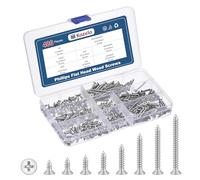 Kozelo 400pcs ST3 Phillips Flat Head Wood Screws - [ST3x6/8/10/12/16/20/25/30mm] 304 Stainless Steel Countersunk Self Tapping Screws, Silver