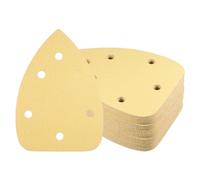 Kozelo 40pcs Mouse Detail Sander Sandpaper - [6-Hole 150 Grit] Aluminum Oxide Triangle Hook and Loop Sanding Pads Sheet for Sanding and Polishing Wood Furniture Metal Use