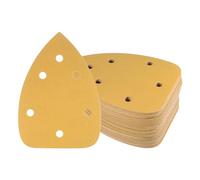 Kozelo 40pcs Mouse Detail Sander Sandpaper - [6-Hole 320 Grit] Aluminum Oxide Triangle Hook and Loop Sanding Pads Sheet for Sanding and Polishing Wood Furniture Metal Use