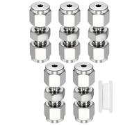 Kozelo 5 Pack 304 Stainless Steel Compression Tube Pipe Fitting 1/8" OD | Compression Union Connector, Straight Coupling Adapter Pipe Fitting, with Double Ferrules Tape, for Air Water Oil