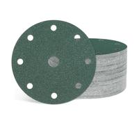 Kozelo 50 Pcs Sanding Disc 152 mm 120 Grit 9 Hole Hook and Loop Orbital Sandpapers Suitable for Metal Wood Furniture DIY Grinding and Polishing, Green