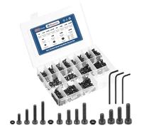 Kozelo 500pcs Socket Head Cap Screws Bolts Nuts Assortment Kit - [M3/M4/M5] Alloy Steel Fully Threaded Black Oxide 12.9 Internal Hex Screw for 3D Printer Use, with Wrench