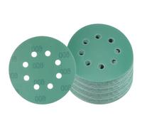 Kozelo 50pcs Green Film Sanding Discs - [5 Inch 600 Grits 8 Hole ] Round Aluminum Oxide Hook & Loop Film Backing Disc Wet Dry Sandpaper for Orbital Sander Use