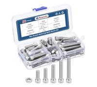 Kozelo 56pcs 1/4"-20 Socket Head Cap Screws Bolts Nut Assortment Kit 304 SS