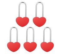 Kozelo 5Pcs 4" (100mm) Love Heart Lock, Alloy Steel Single Heart Shaped Wish Padlock Keyless for Lovers Wedding Valentines Anniversary Travel Love Bridge, Red
