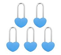 Kozelo 5Pcs 4" (100mm) Love Heart Lock, Alloy Steel Single Heart Shaped Wish Padlock Keyless for Lovers Wedding Valentines Anniversary Travel Love Bridge, Blue