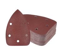 Kozelo 60pcs Mouse Sander Detail Sandpaper - [150 Grit, 3.5" x 5.5"] Triangle Hook and Loop Assorted Sanding Pads Sheet for Wood Furniture Polishing Use | 5 Hole, Aluminum Oxide