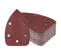 Kozelo 60pcs Mouse Sander Detail Sandpaper - [320 Grit, 3.5" x 5.5"] Triangle Hook and Loop Assorted Sanding Pads Sheet for Wood Furniture Polishing Use | 5 Hole, Aluminum Oxide