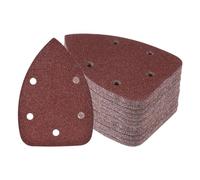 Kozelo 60pcs Mouse Sander Detail Sandpaper - [60 Grit, 3.5" x 5.5"] Triangle Hook and Loop Assorted Sanding Pads Sheet for Wood Furniture Polishing Use | 5 Hole, Aluminum Oxide