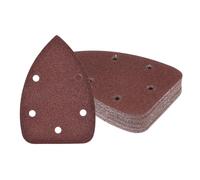 Kozelo 60pcs Mouse Sander Detail Sandpaper - [80 Grit, 3.5" x 5.5"] Triangle Hook and Loop Assorted Sanding Pads Sheet for Wood Furniture Polishing Use | 5 Hole, Aluminum Oxide